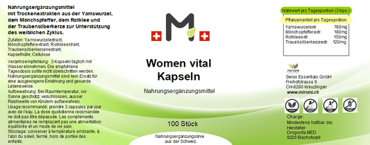 Women vital Kapseln - MIROMI - Swiss Essentials GmbH